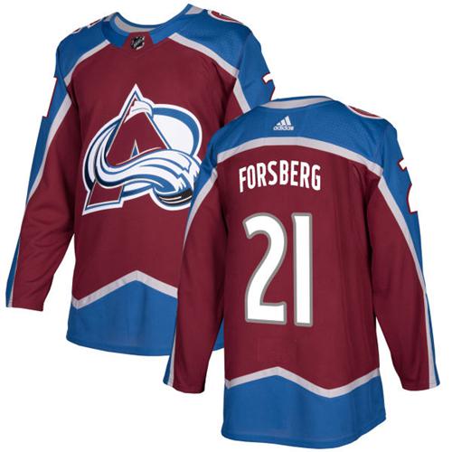 Adidas Avalanche #21 Peter Forsberg Burgundy Home Authentic Stitched Youth NHL Jersey